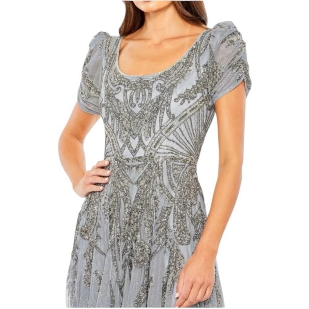 NEW Mac Duggal Plus Size Silver A5434 Beaded Dress, Size 16, MSRP $498 - Picture 4 of 13